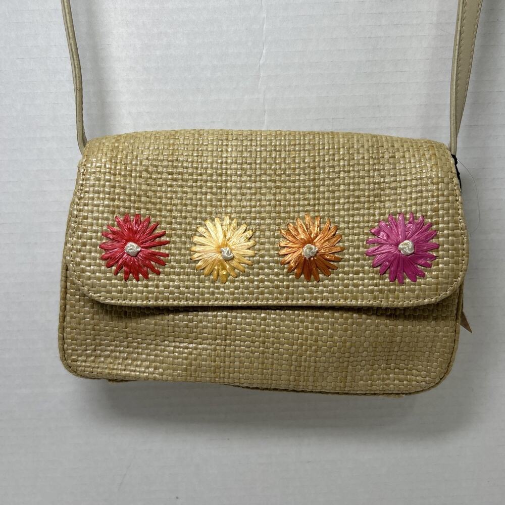 Vtg Etienne Aigner Daisy Woven Straw Small Handbag - Floral Spring Summer